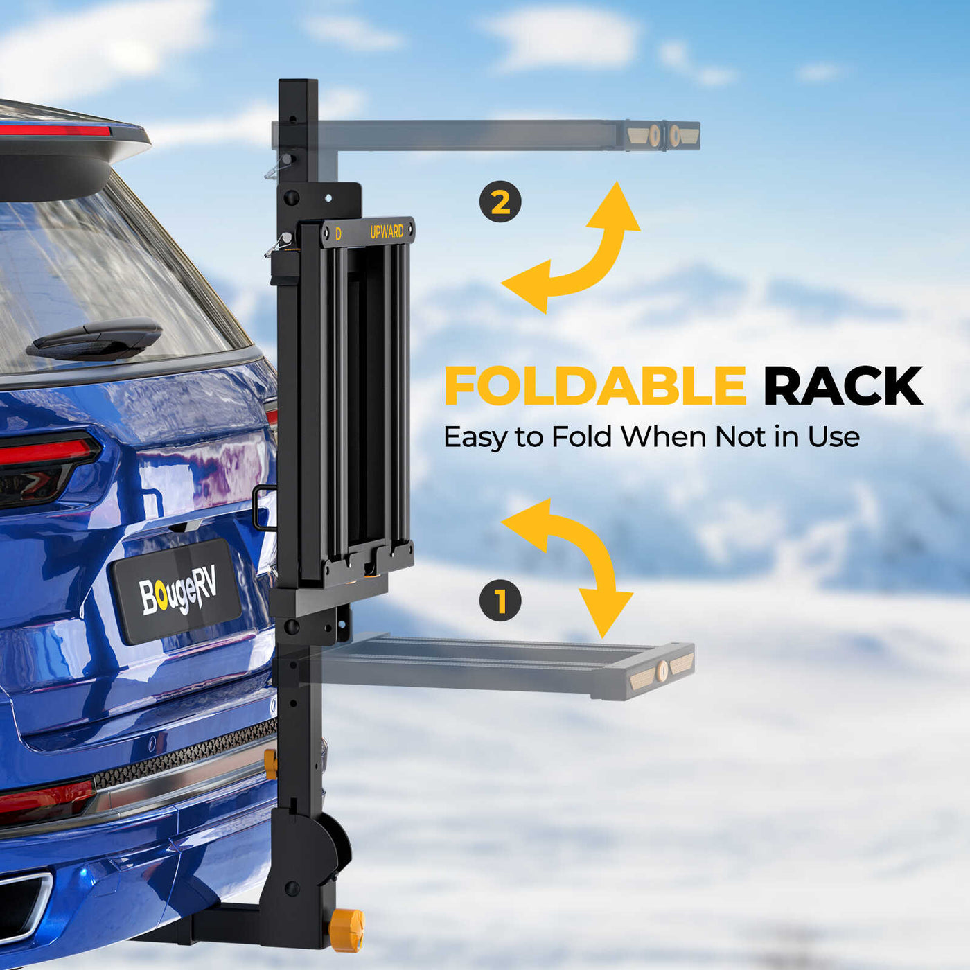 BougeRV Hitch Ski Snowboard Rack with Security Lock