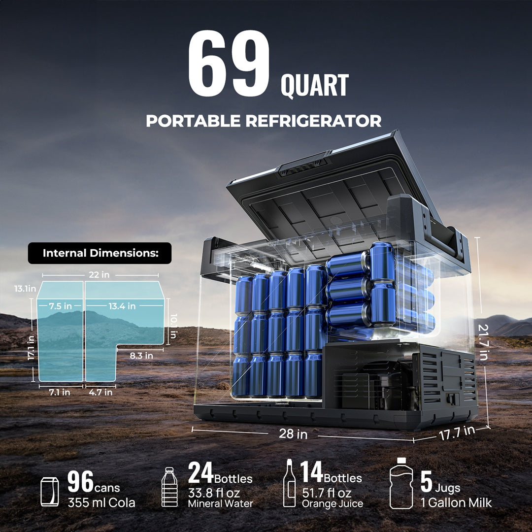 Réfrigérateur portatif double zone 12 V BougeRV Rocky 69QT