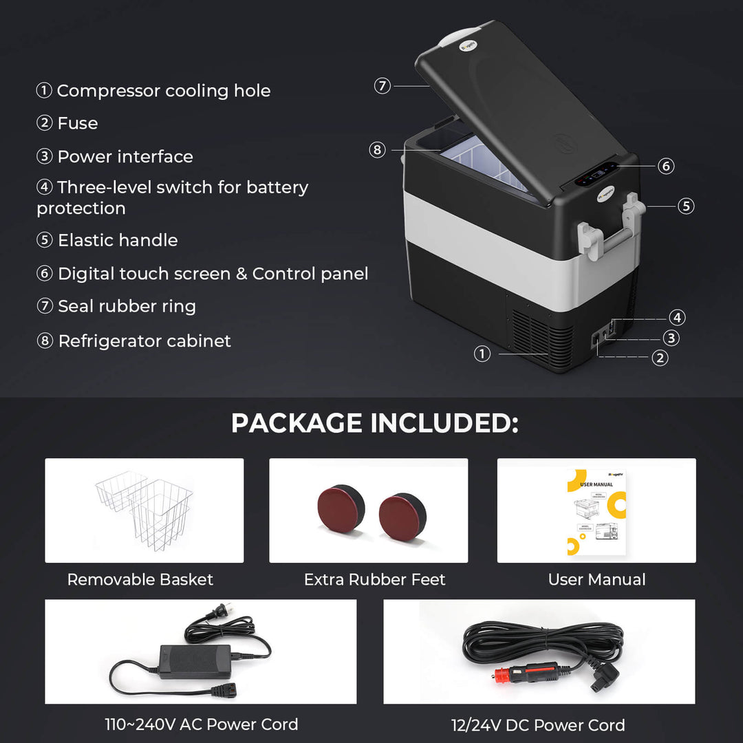 12V 53 Quart Portable Fridge of package