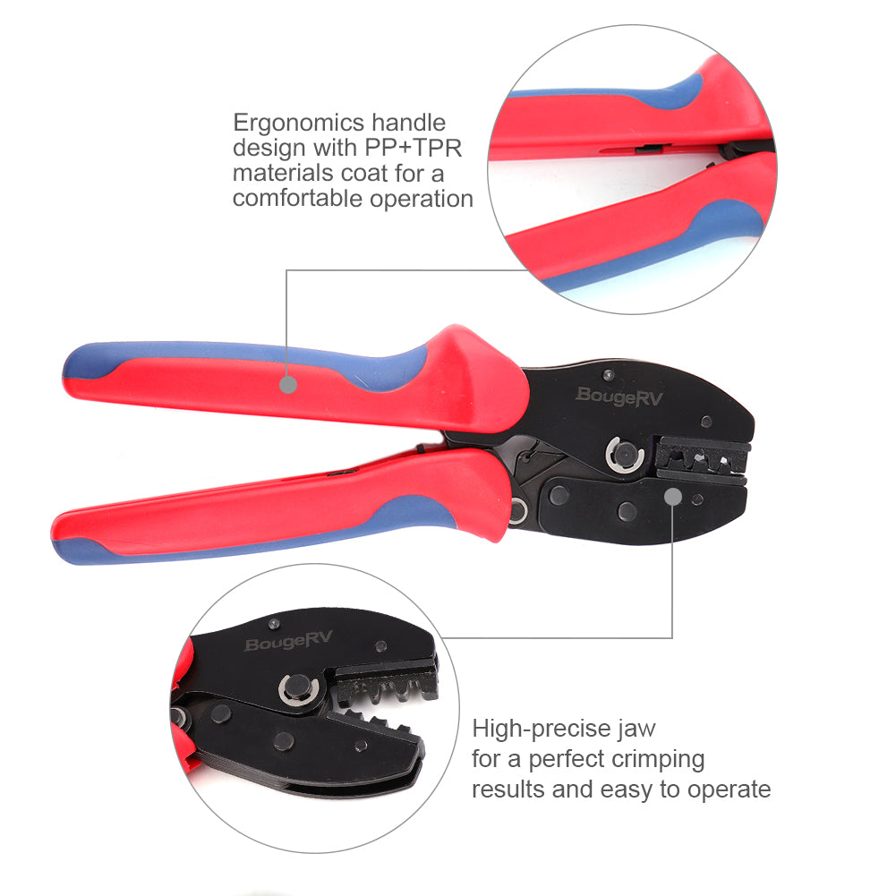 Solar Connectors Crimp Tool Kit for 10/11/12/13 AWG Solar Wire 6 Pairs - BougeRV