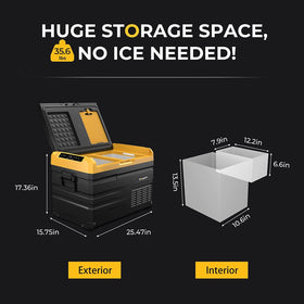 12 Volt 37 Quart Car Refrigerator Dual Zone Portable Refrigerator