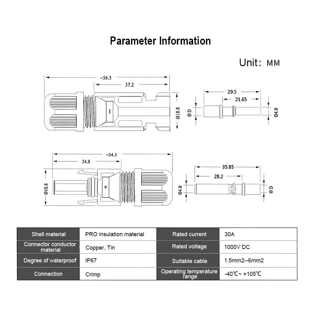 Solar Connectors kits(6Pairs Male/Female &1 pair of spanners) - BougeRV