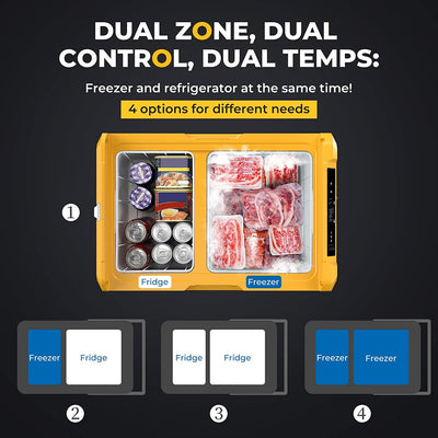 BougeRV E35 37 Quart Dual Zone 12V Portable Fridge Freezer