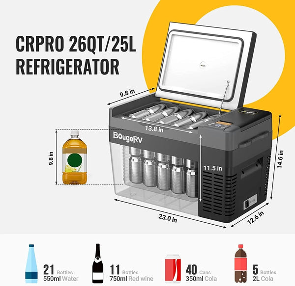 CRPRO25 26 Quart 12V Portable Car Fridge Freezer