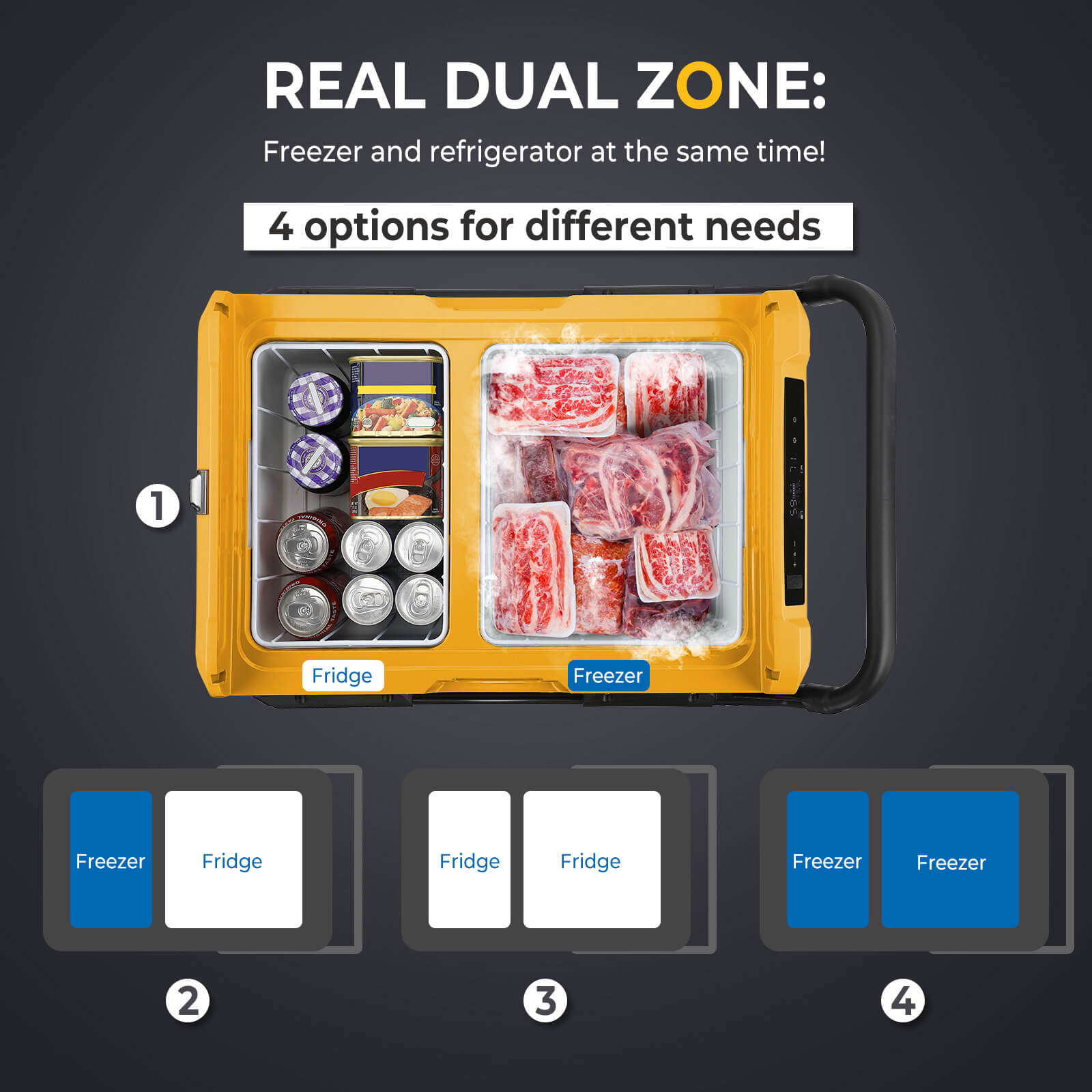 BougeRV 12V 48 Quart Portable Refrigerator with real dual zone